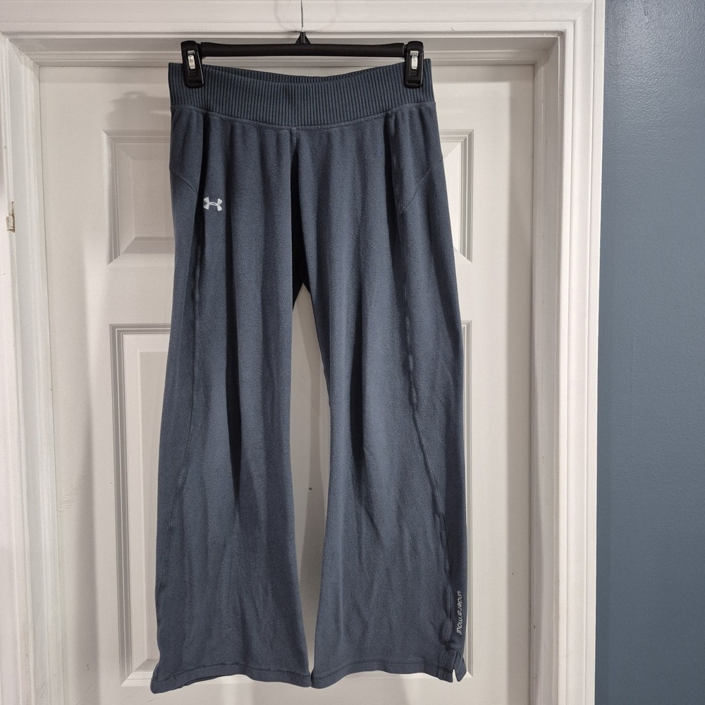Under Armour Sweatpants Womens Medium Slate Blue Wide Leg Fleece Lightweight